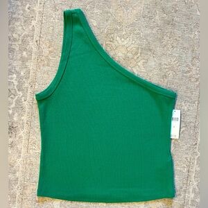 NWT Anthropologie Pilcro Asymmetrical Green Fitted Tank Top - Medium